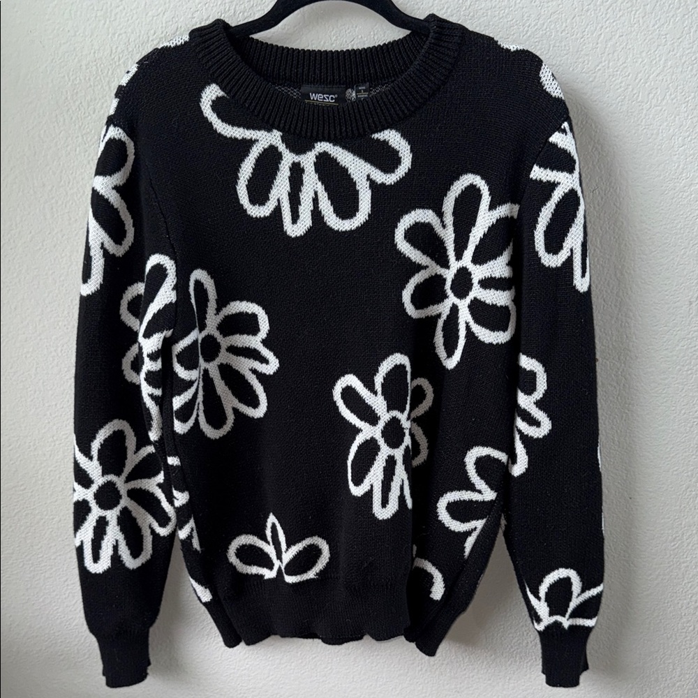 Black and White Floral Sweater